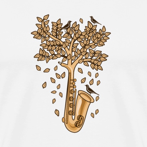 Saxophone Tree of Song Birds - Men's Premium T-Shirt