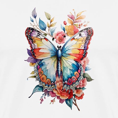 Graceful Butterfly Garden Illustration - Men's Premium T-Shirt
