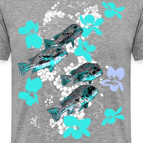 Fish School of fish with Flowers - Men's Premium T-Shirt
