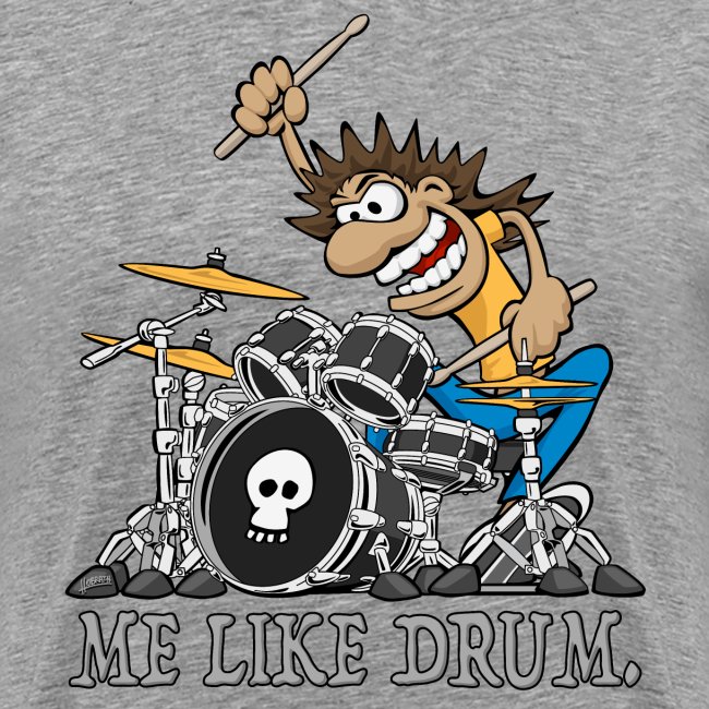 Me Like Drum. Wild Drummer Cartoon Illustration
