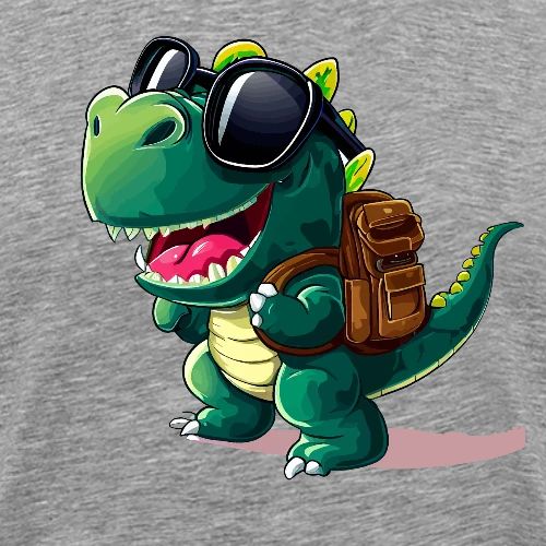 Cheerful Dino Embarks on a School Adventure - Men's Premium T-Shirt