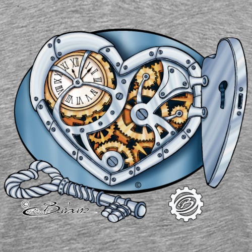 Steampunk Heart with Key - Men's Premium T-Shirt