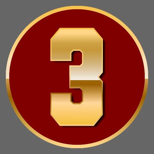 Number 3 in Gold Varsity Font - Men's Premium T-Shirt