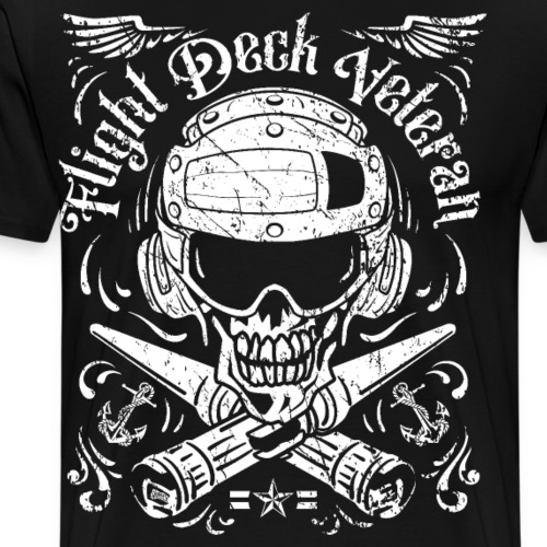Vintage Naval Aviation Flight Deck Veteran Skull - Men's Premium T-Shirt
