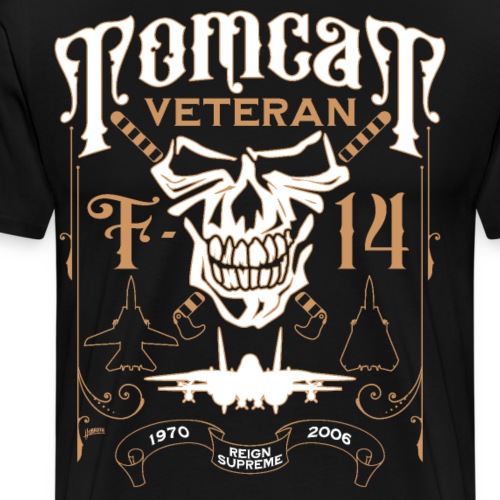 F-14 Tomcat Veteran Aviation Skull 1970 to 2006 - Men's Premium T-Shirt