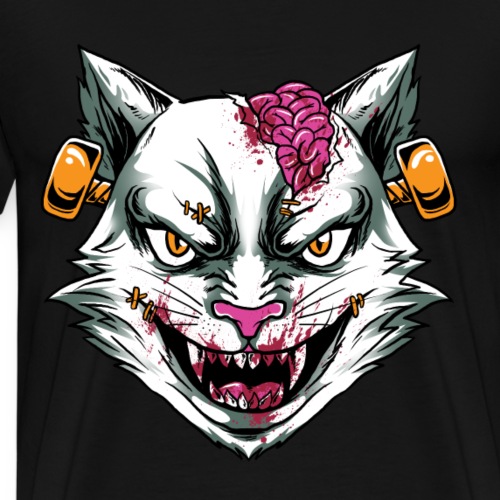 Horror Mashups: Zombie Stein Cat T-Shirt - Men's Premium T-Shirt