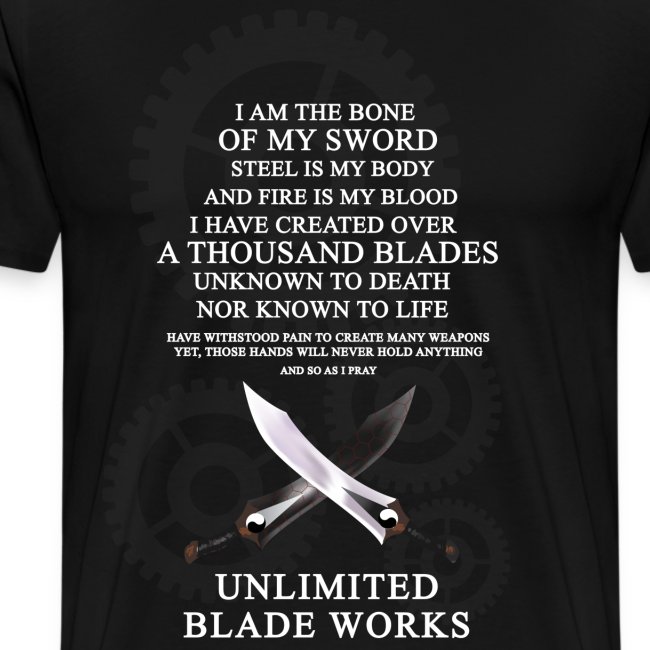 Fate Stay Night Series Unlimited Blade Works Mens Premium T Shirt