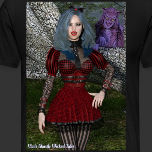 Alicia Abyss with Cheshire Cat Closeup Poster - Men's Premium T-Shirt