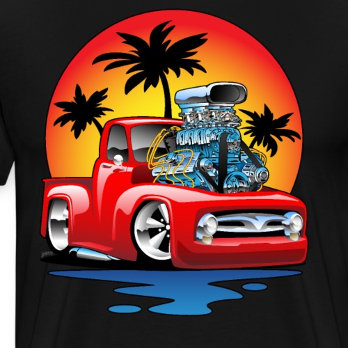 Funny Classic Pick-up Truck Hot Rod Cartoon - Men's Premium T-Shirt