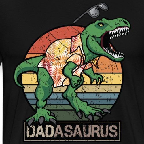 Retro Dadasaurus T Rex Dinosaur Funny Dad Cartoon - Men's Premium T-Shirt