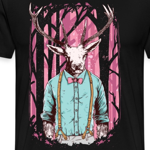 Fashion Deer with Bow Tie - Men's Premium T-Shirt