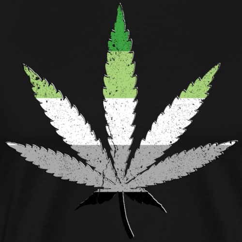 Distressed Aromantic Pride Flag Marijuana Pot Leaf - Men's Premium T-Shirt