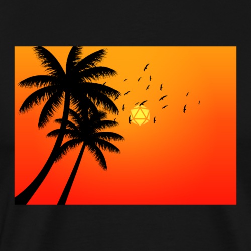 Tropical Sunset Coconut Birds D20 Dice Sun RPG - Men's Premium T-Shirt