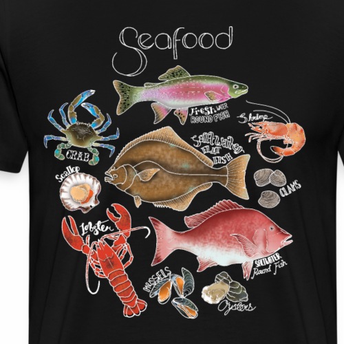 Seafood- Colour (White) - Men's Premium T-Shirt