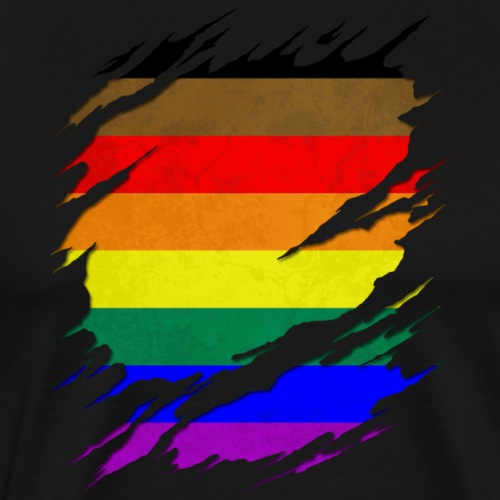 Philly LGBTQ Gay Pride Flag Ripped Reveal - Men's Premium T-Shirt