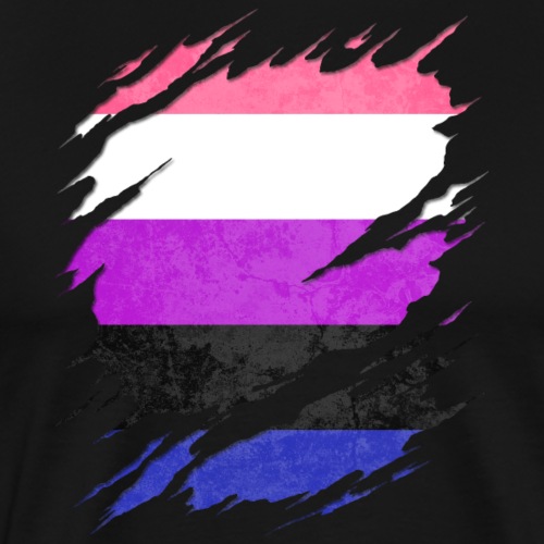 Genderfluid Pride Flag Ripped Reveal - Men's Premium T-Shirt