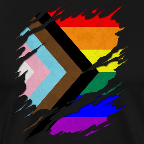 LGBTQ Progress Pride Flag Ripped Reveal - Men's Premium T-Shirt