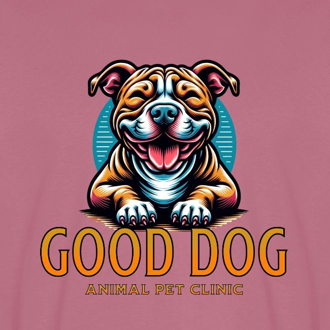 Good Dog Pet Clinic - Smiling Pit Bull Mascot