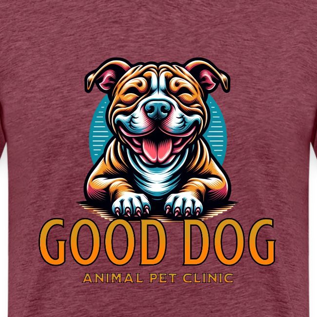Good Dog Pet Clinic - Smiling Pit Bull Mascot
