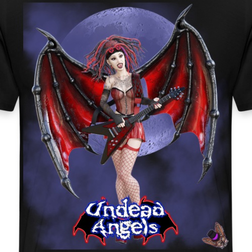Undead Angels: Vampire Guitarist Crimson Full Moon - Men's Premium T-Shirt