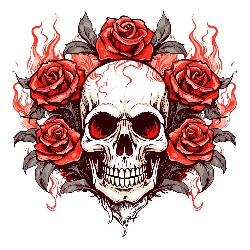 Halloween Roses and Skull