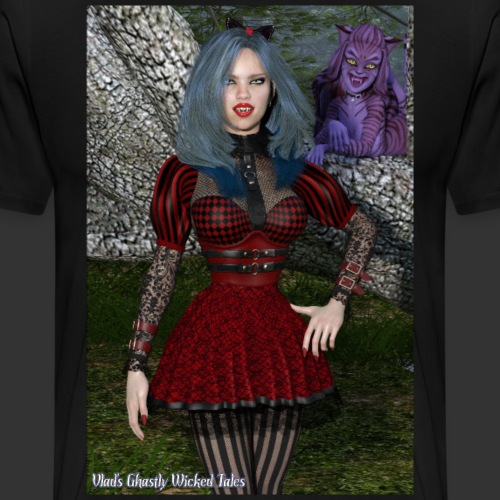 Alicia Abyss with Cheshire Cat Closeup Poster - Men's Premium T-Shirt