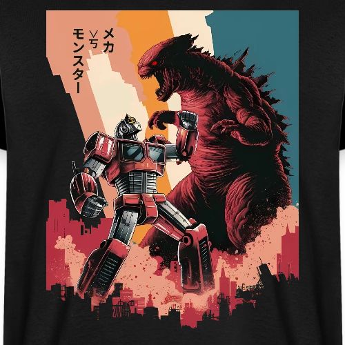 Steel vs Scales: Mecha vs Monster Battle Design - Men's Premium T-Shirt