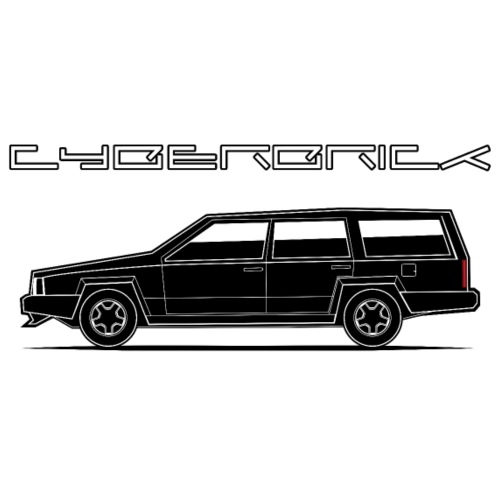 Cyberbrick Future Electric Wagon Black Outlines - Men's Premium T-Shirt