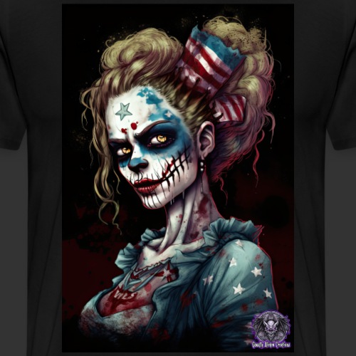 Patriotic Undead Zombie Caricature Girl #3A - Men's Premium T-Shirt
