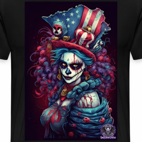 Patriotic Undead Zombie Caricature Girl #12A - Men's Premium T-Shirt