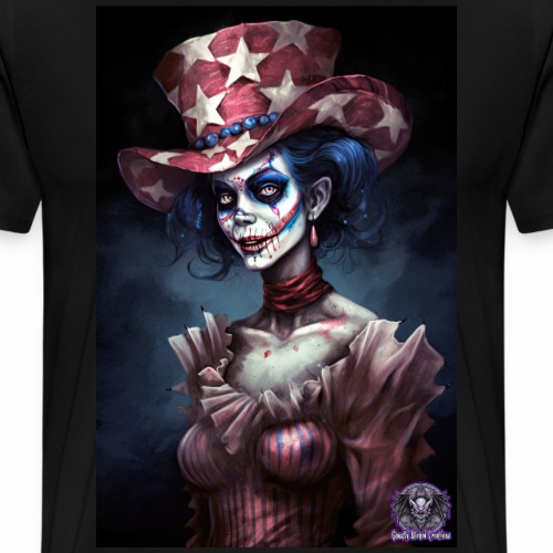 Patriotic Undead Zombie Caricature Girl #17A - Men's Premium T-Shirt