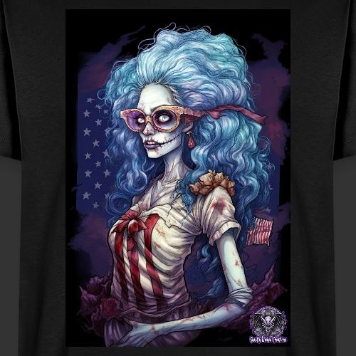 Patriotic Undead Zombie Caricature Girl #1C - Men's Premium T-Shirt