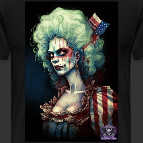 Patriotic Undead Zombie Caricature Girl #2B - Men's Premium T-Shirt