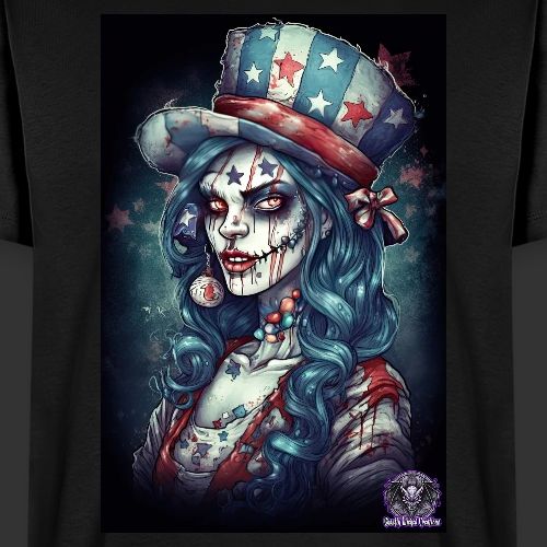 Patriotic Undead Zombie Caricature Girl #9C - Men's Premium T-Shirt