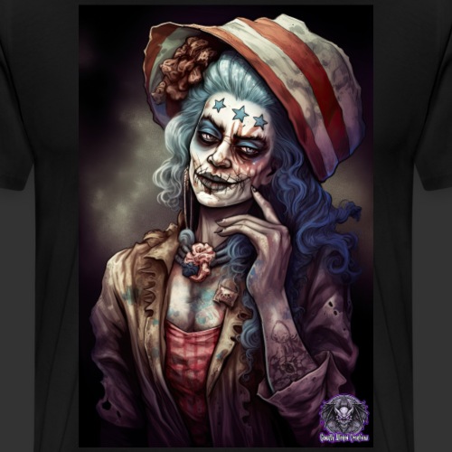 Patriotic Undead Zombie Caricature Girl #6C - Men's Premium T-Shirt