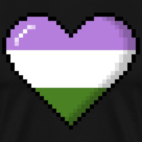 Genderqueer Pride 8Bit Pixel Heart - Men's Premium T-Shirt