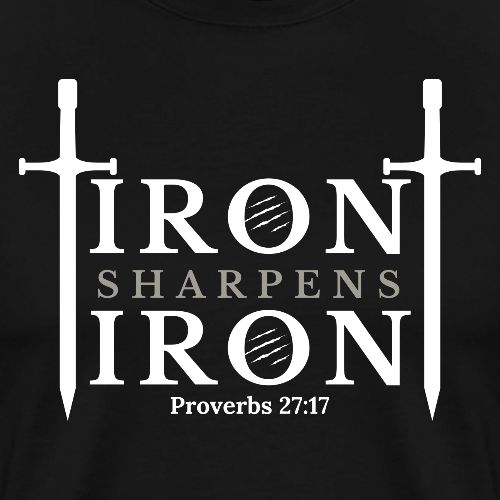 Iron Sharpens Iron - Proverbs 27:17 (White & Grey) - Men's Premium T-Shirt