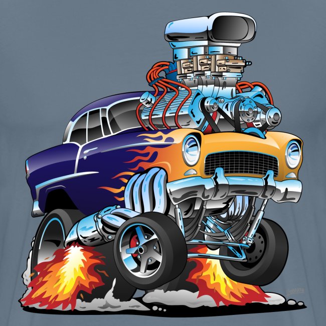 Classic Fifties Hot Rod Muscle Car Cartoon