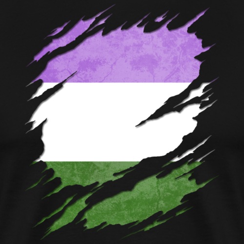 Genderqueer Pride Flag Ripped Reveal - Men's Premium T-Shirt