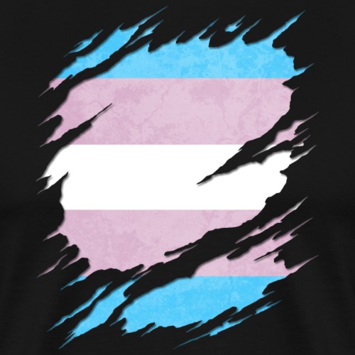 Transgender Pride Flag Ripped Reveal - Men's Premium T-Shirt