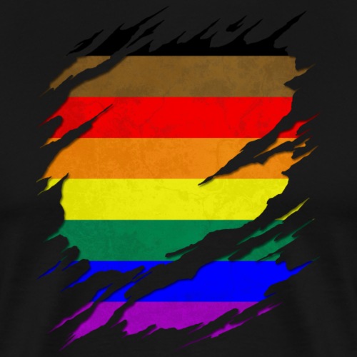 Philly LGBTQ Gay Pride Flag Ripped Reveal - Men's Premium T-Shirt