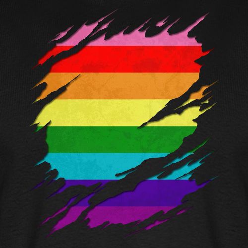 Original Gilbert Baker LGBT Gay Pride Flag Ripped - Men's Premium T-Shirt