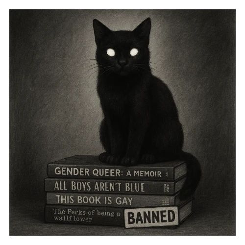 Cat on Banned Books - Men's Premium T-Shirt
