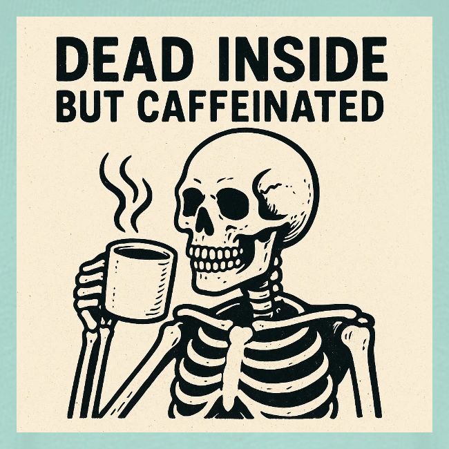 Skeleton Sipping Coffee