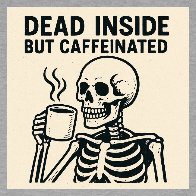 Skeleton Sipping Coffee