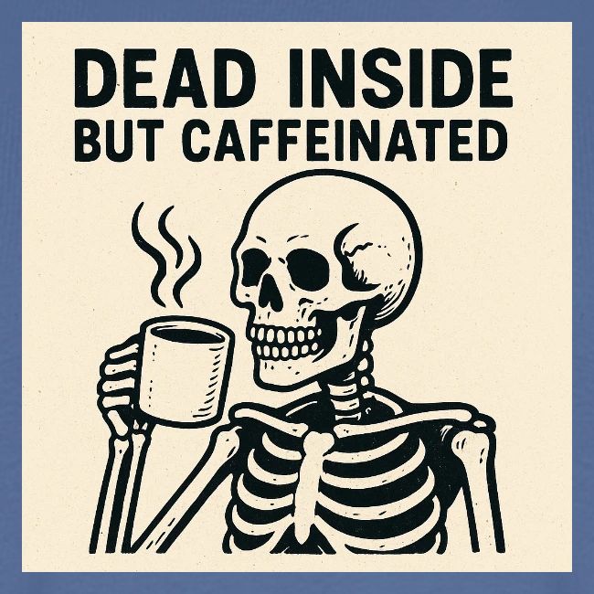 Skeleton Sipping Coffee