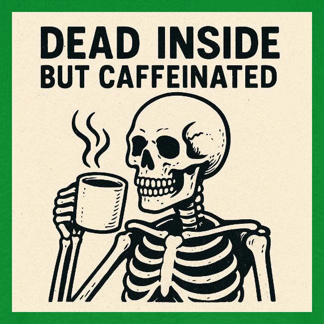 Skeleton Sipping Coffee