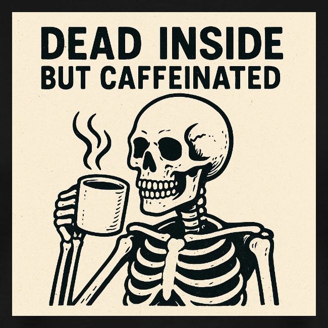 Skeleton Sipping Coffee