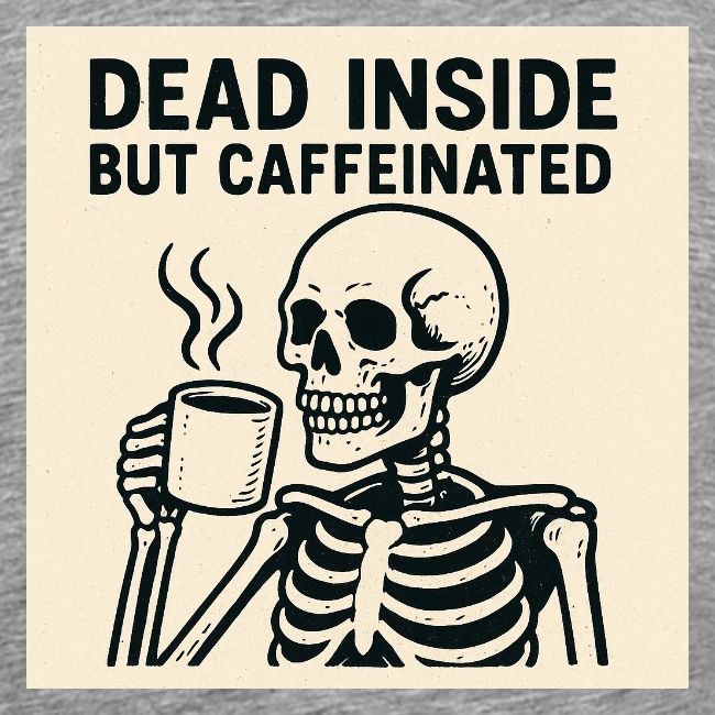 Skeleton Sipping Coffee