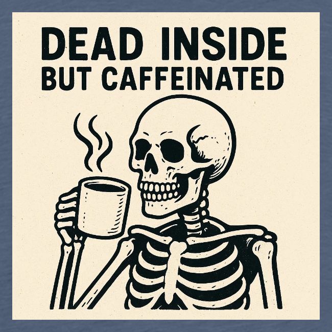 Skeleton Sipping Coffee